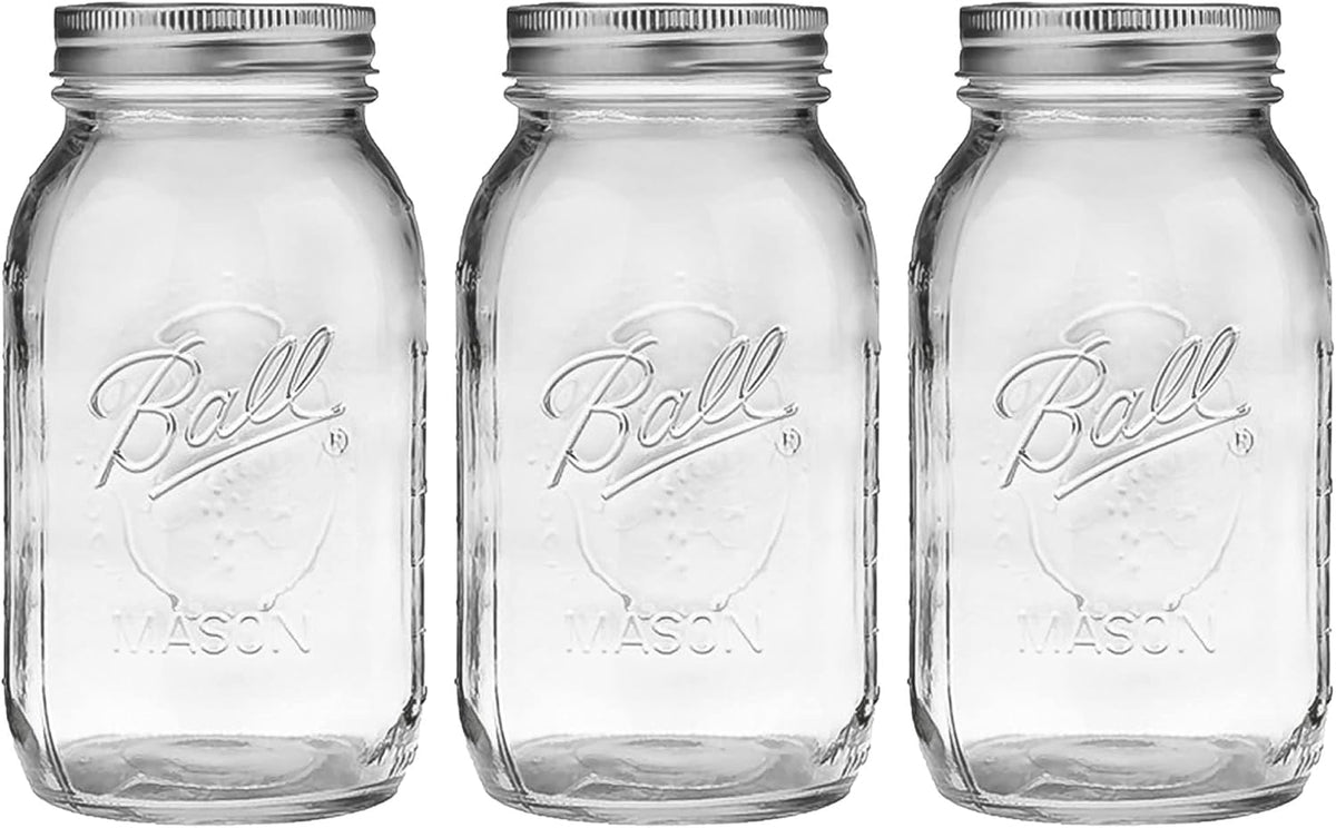 32 oz Mason Jars (3 Pack) with Airtight Lids and Bands M470871