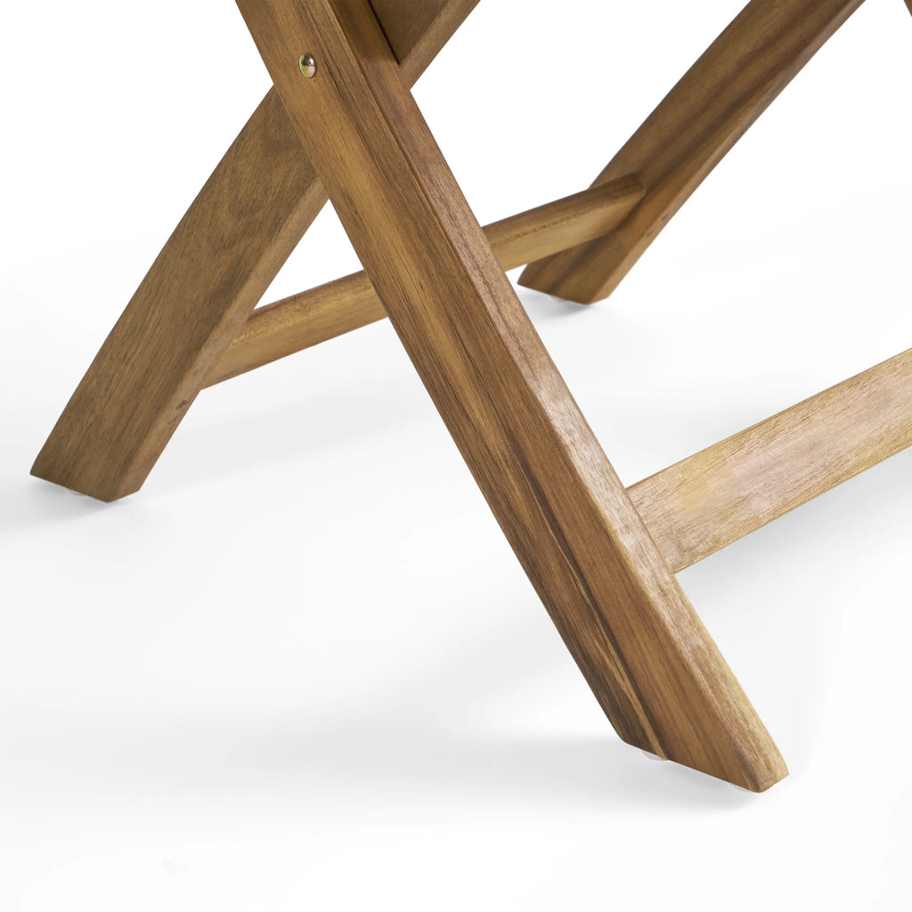 Acacia Wood Foldable Bistro Chairs with Wicker Seating Set of 2 F317207