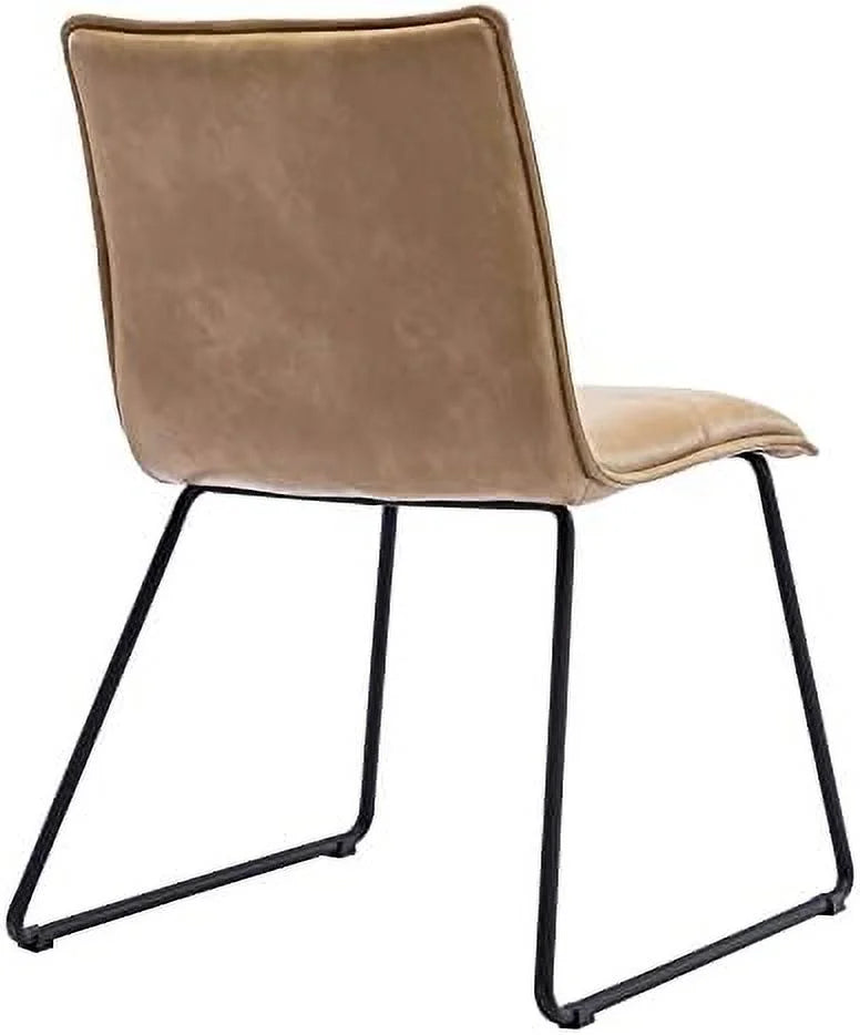 Faux Leather Dining Chairs Set of 2 with Metal Legs H335