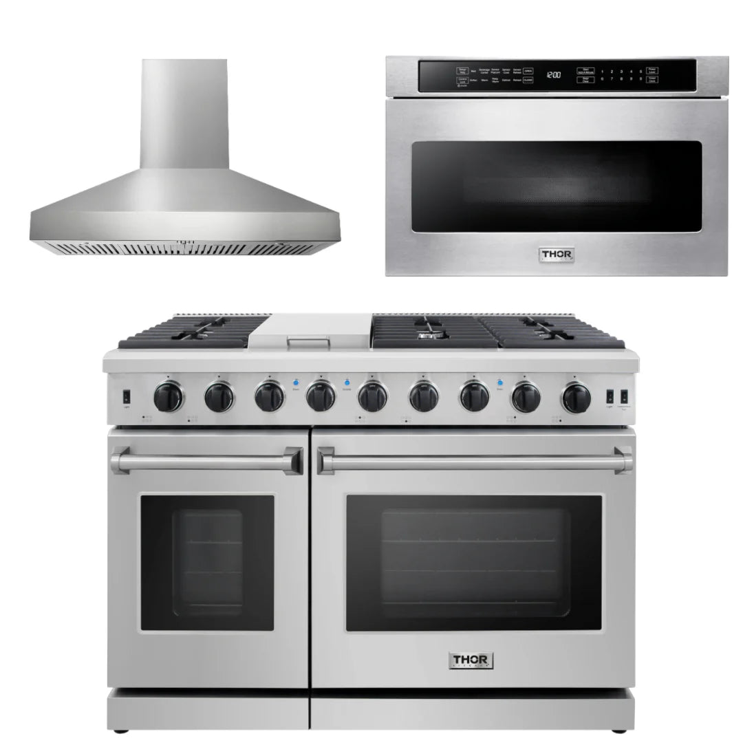 48 Gas Range, Range Hood, Microwave Y90028