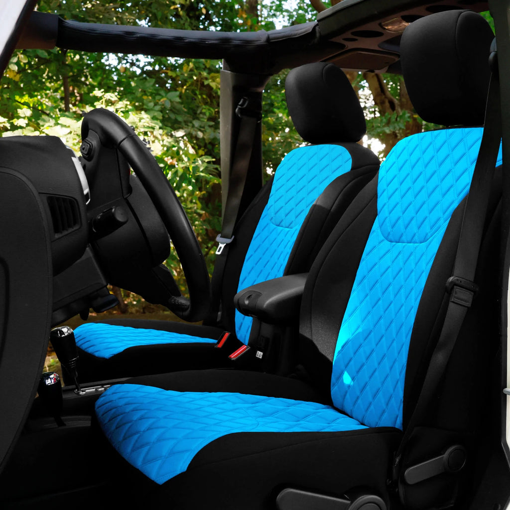 Aqua Neoprene Front Seat Covers for Jeep Wrangler JK 4DR G52742