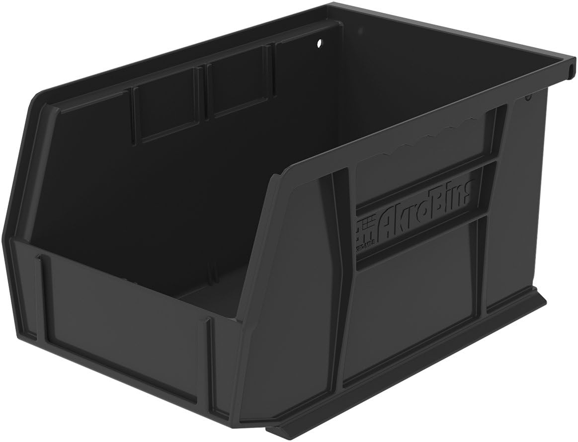 Plastic Storage Bin Hanging Stacking Containers, 9-Inch x 6-Inch x 5-Inch, Black, 12-Pack N190669