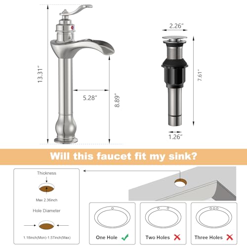 Brushed Nickel Single-Handle Vessel Sink Faucet O32113