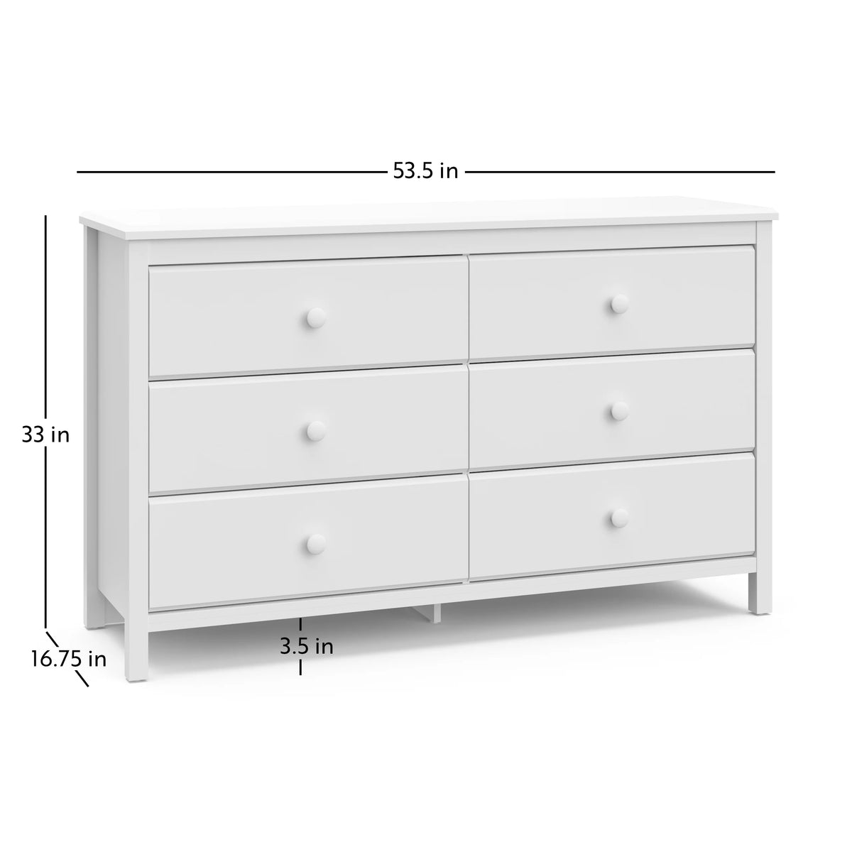 White 6 Drawer Kids Double Dresser I2312