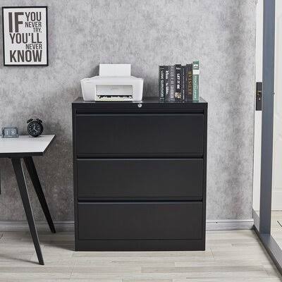 Black 3-Drawer Vertical Filing Cabinet Y20559