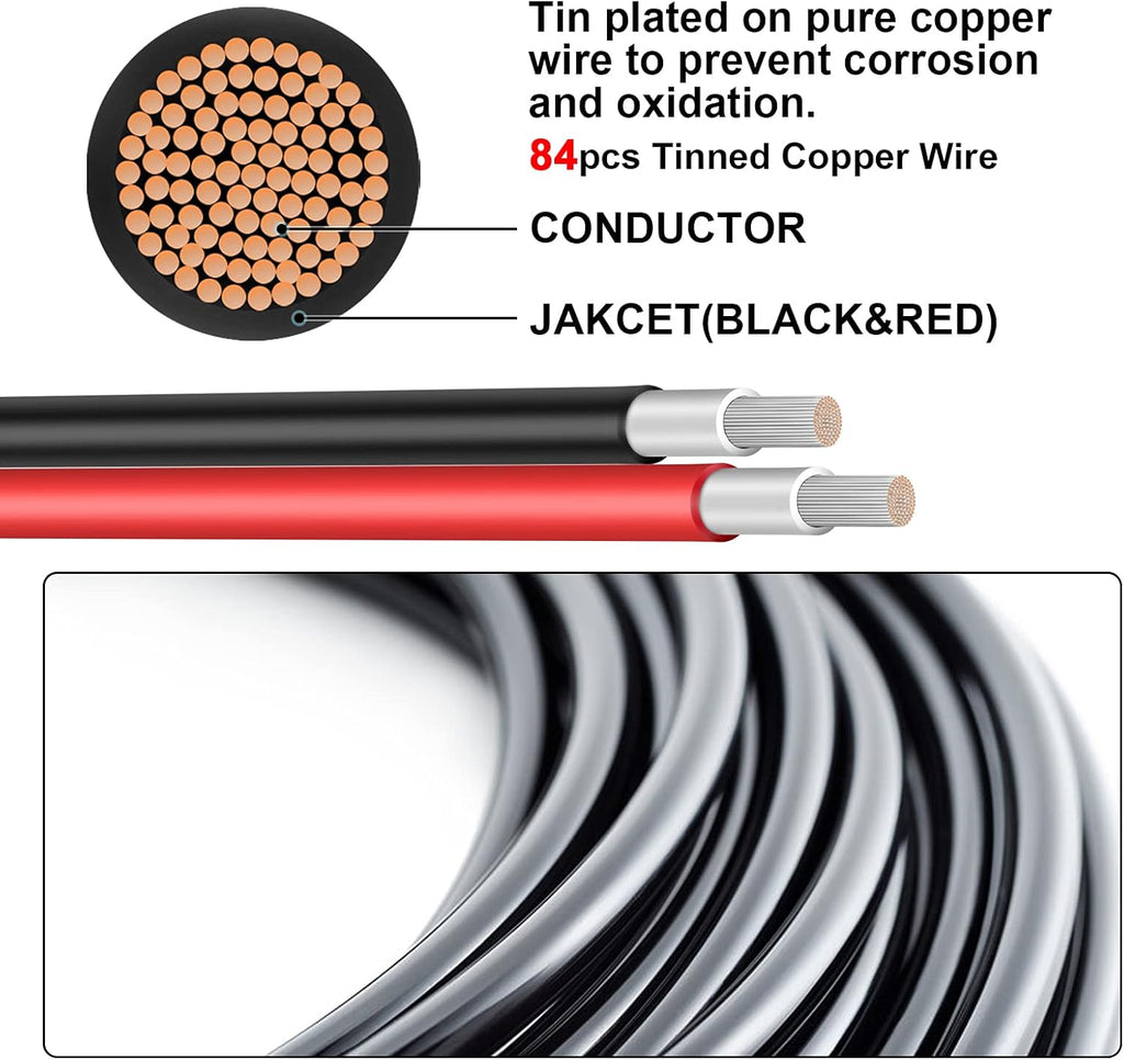 6FT 10AWG Solar Extension Cable with Female and Male Connector R550