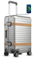 Silver 20 Inch All Aluminum Carry On Luggage with Wheels Z104935