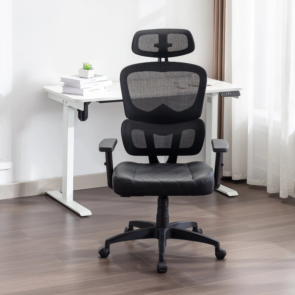 Black Ergonomic Mesh Office Chair with Footrest H26050