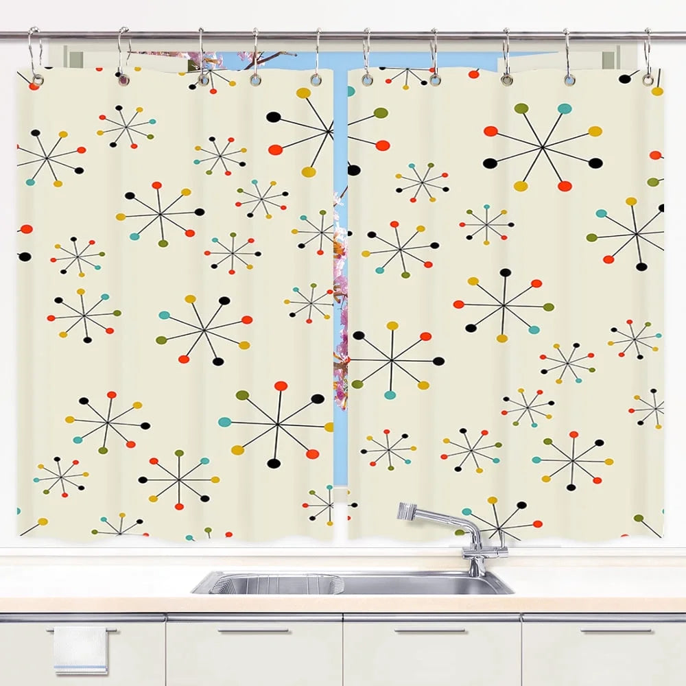 Mid Century Abstract Geometric Curtain Panel 42X45 Z456