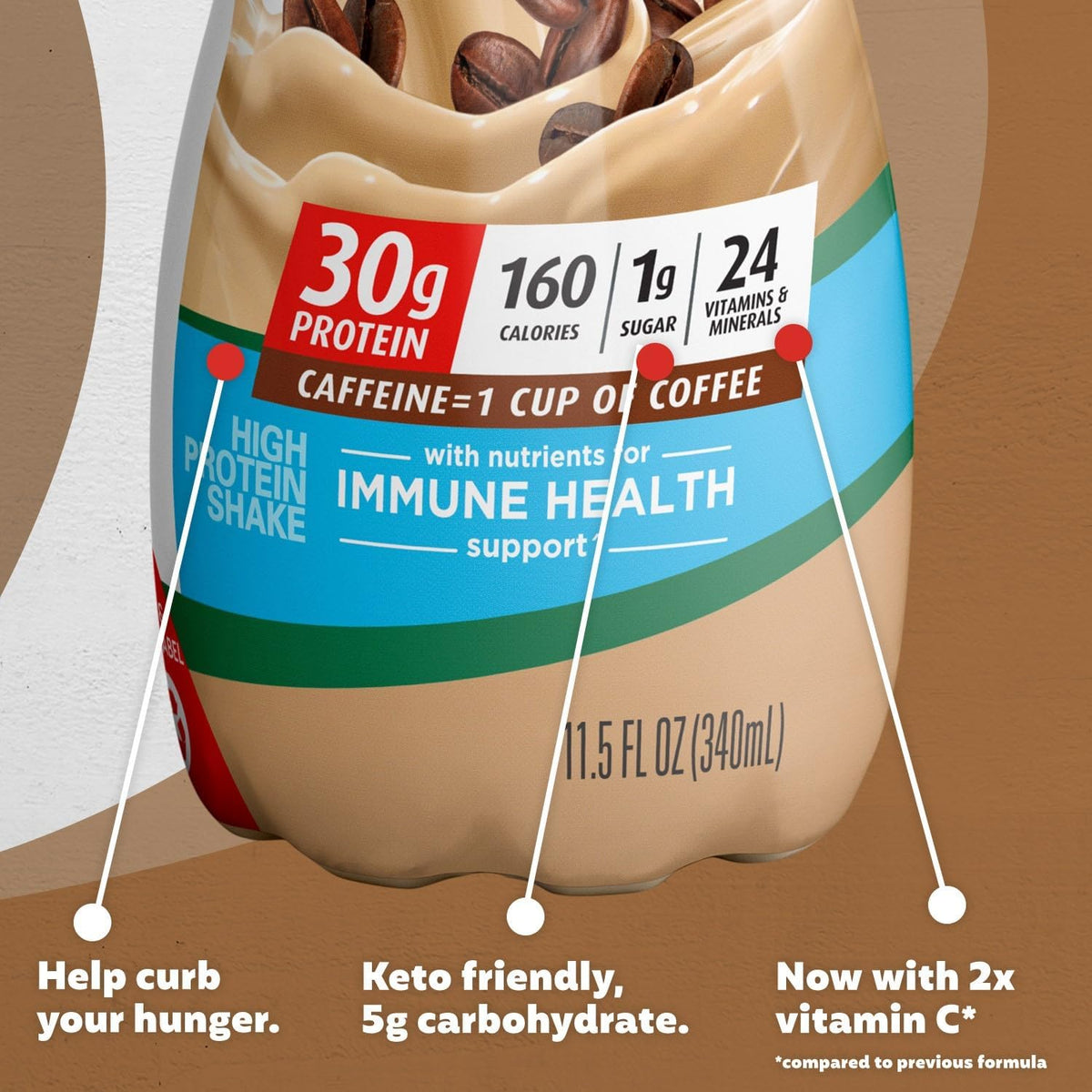 Café Latte Protein Shake, 30g Protein, 1g Sugar, 11.5 fl oz Q818