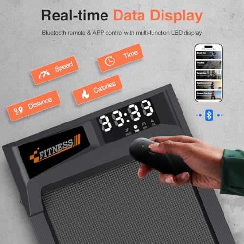 Under Desk Treadmill, 2 in 1 Portable Walking Jogging Running Machine with Remote Control, LED Display, 330lbs Y402