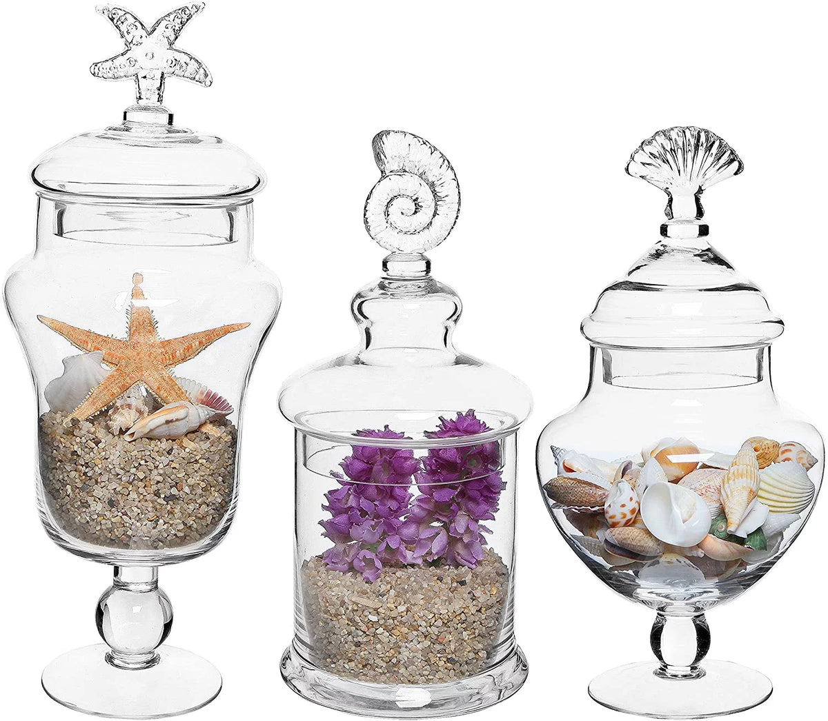 Clear Glass Set of 3 Apothecary Jars D35791