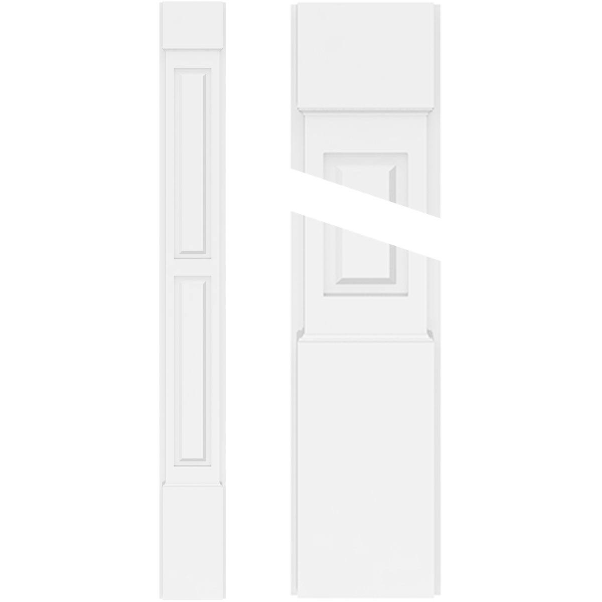 12x22W x 90x22H x 2x22P Two Equal Raised Panel PVC Pilaster with Standard Capital & Base (Pair) Y175