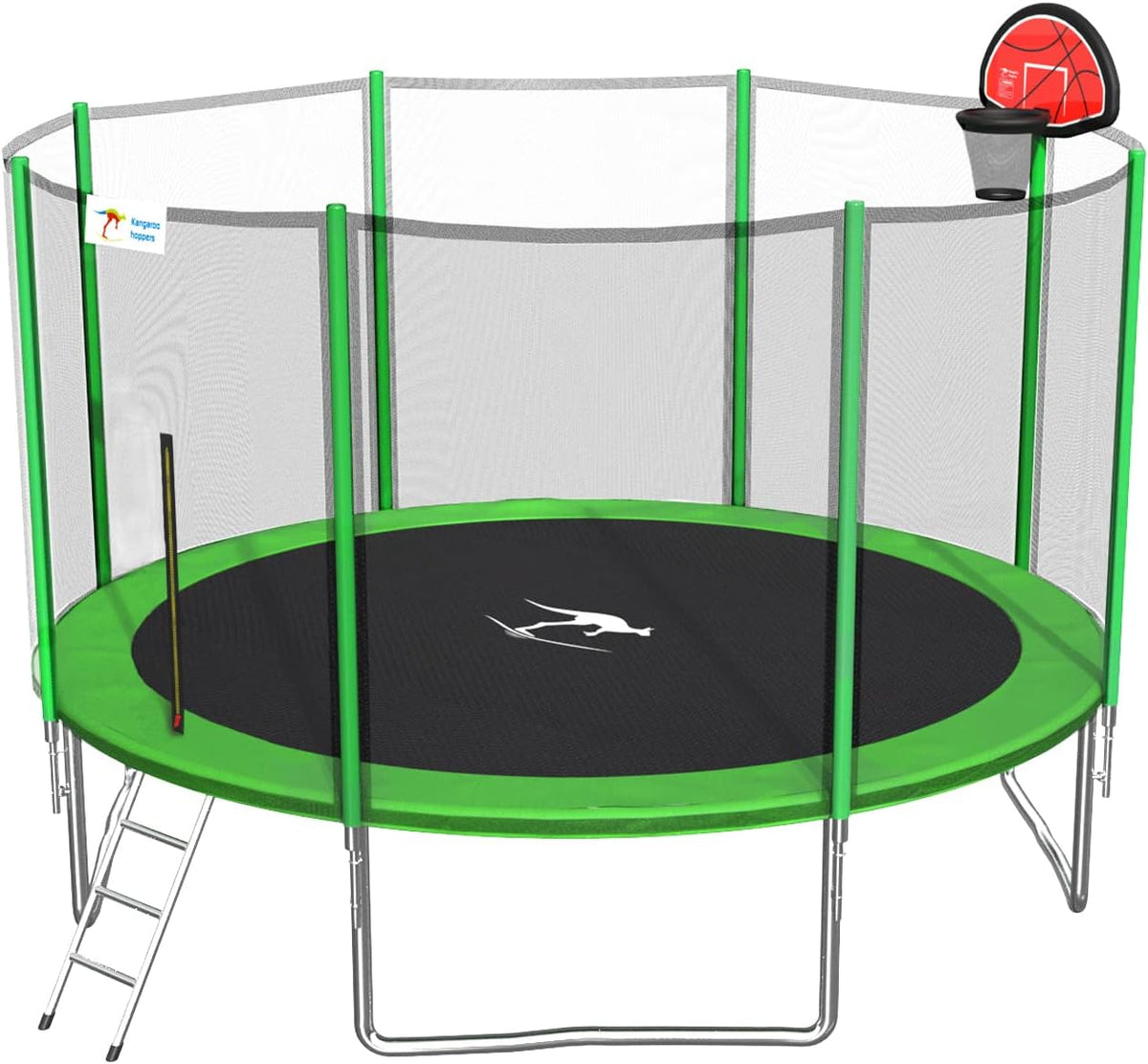 12/14/15 FT Trampoline with Safety Enclosure Net, Basketball Hoop and Ladder X8008