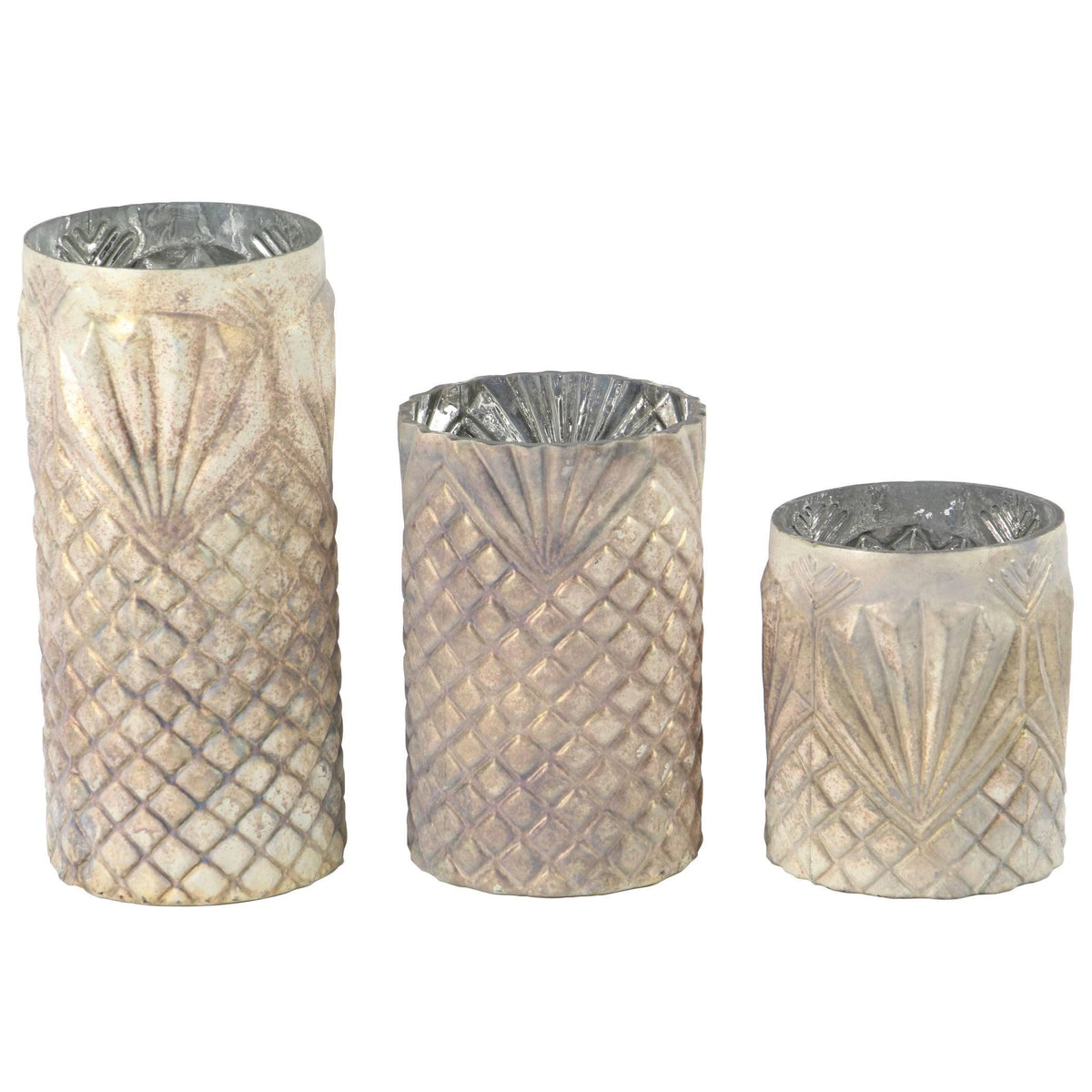 Set of 3 Cylindrical Glass Candle Holders Z77818