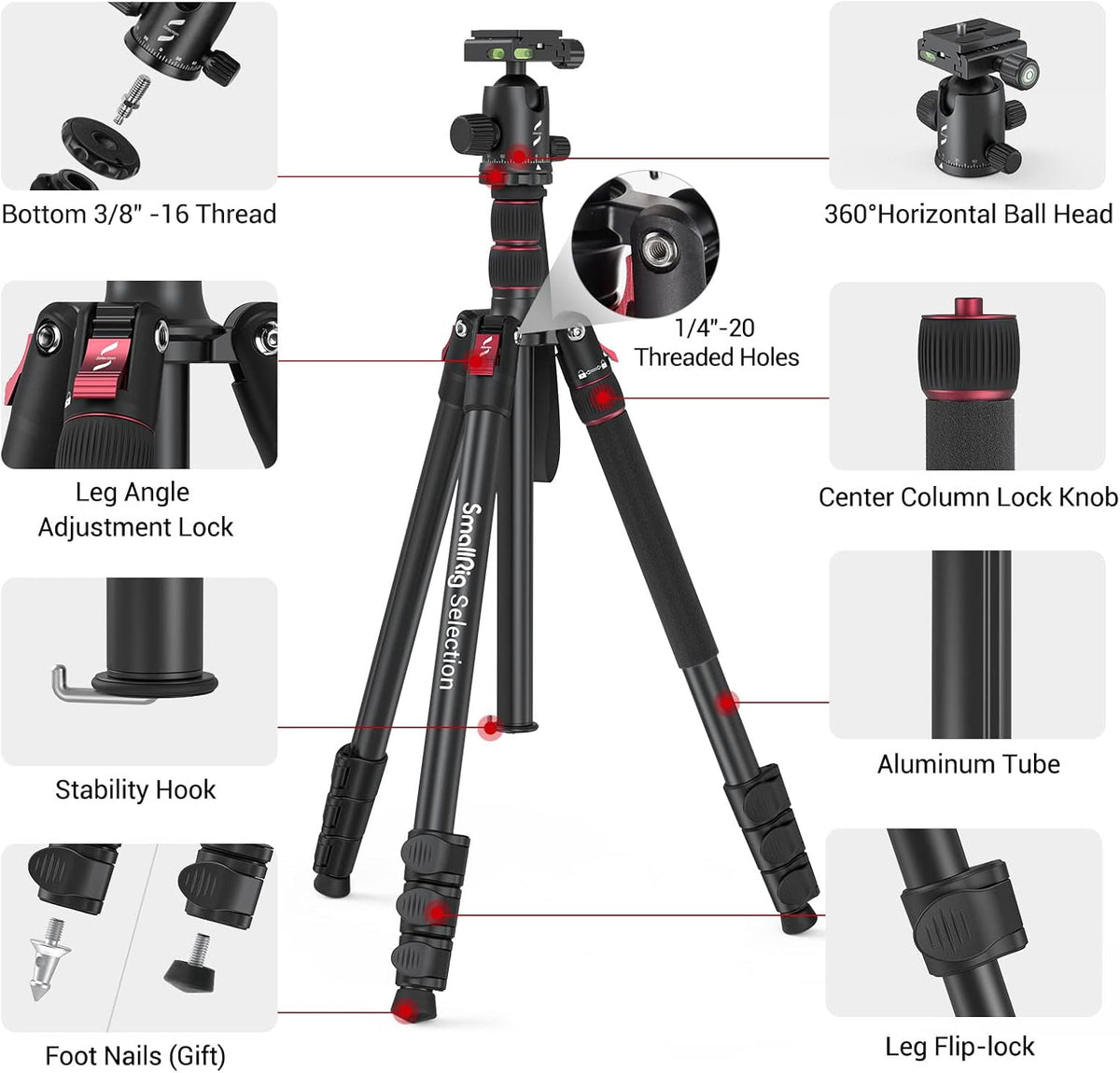Foldable Aluminum Camera Tripod and Monopod H15414