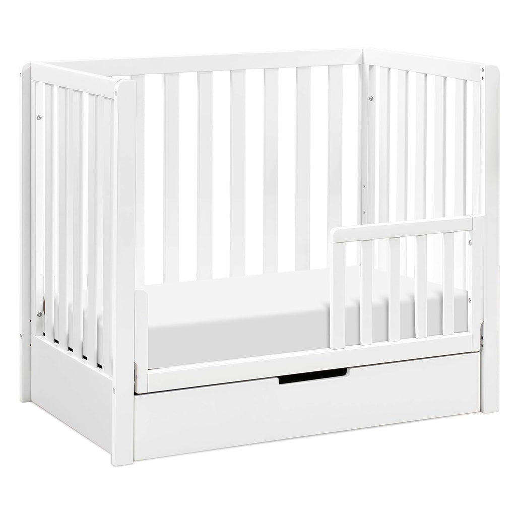 White 4-in-1 Convertible Mini Crib with Trundle Drawer D6562