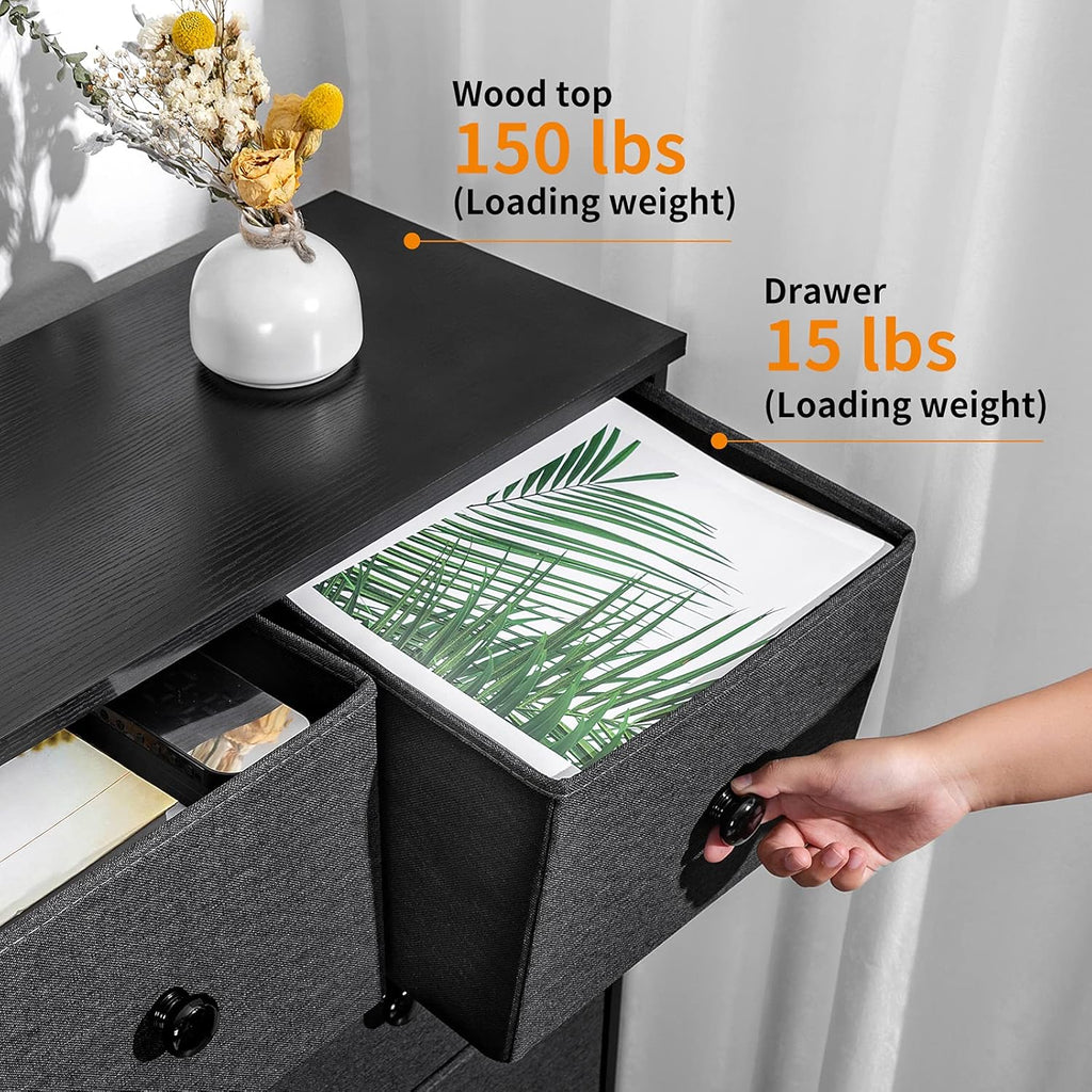 Black Grey 9 Drawer Dresser M124