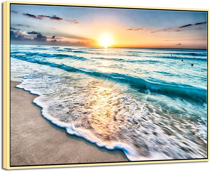 Large Canvas Prints Wall Art Ocean Beach Pictures Paintings Ready to Hang Stretched and Framed Seascape Giclee Artwork K74634