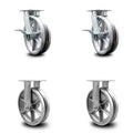 8 inch Kingpinless V Groove Semi Steel Wheel Swivel Caster Set 2 Swivel 2 Rigid O595