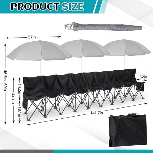 Folding Portable Soccer Bench Chair with Storage Bag D7287