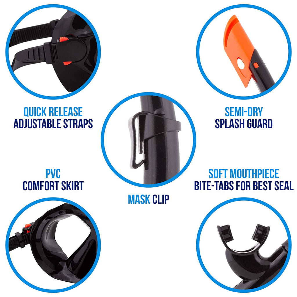 Semi-Dry Diving & Snorkel Set, Coral X106