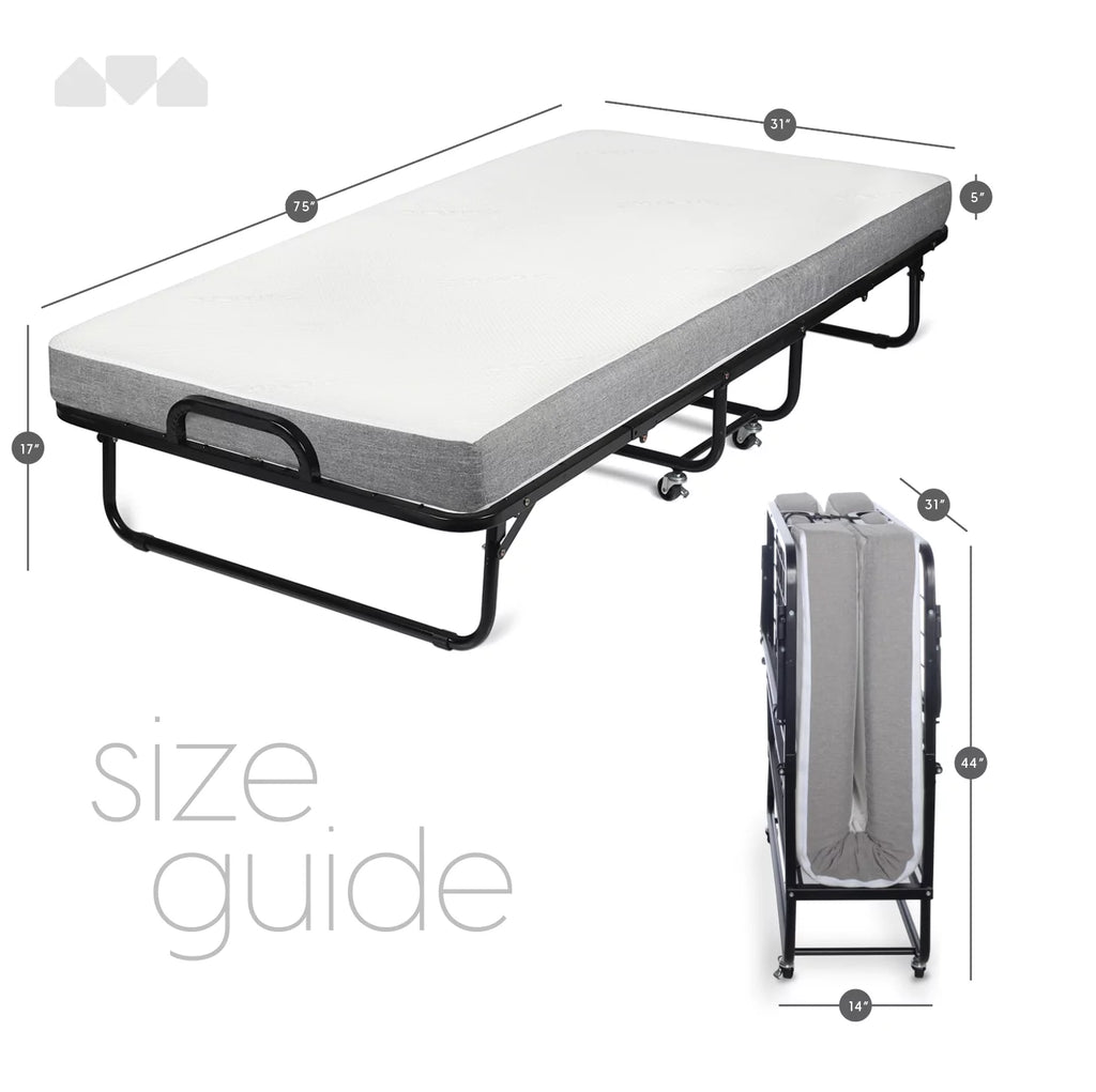Folding Bed with Memory Foam Mattress Cot Size R523