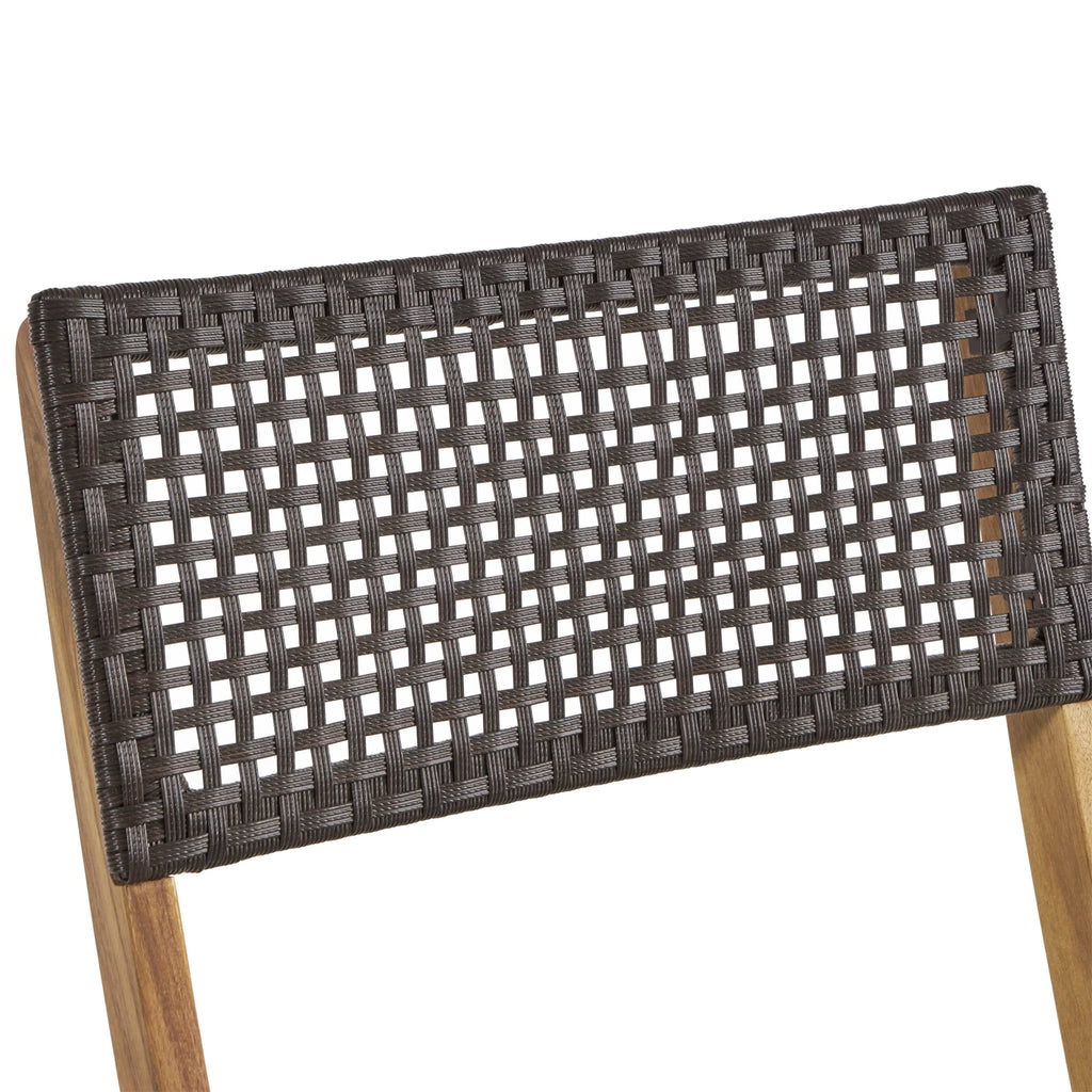 Acacia Wood Foldable Bistro Chairs with Wicker Seating Set of 2 F317207