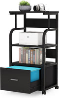Black 3 Tier Mobile File Cabinet with Printer Shelf and Legal Size Drawer J7280