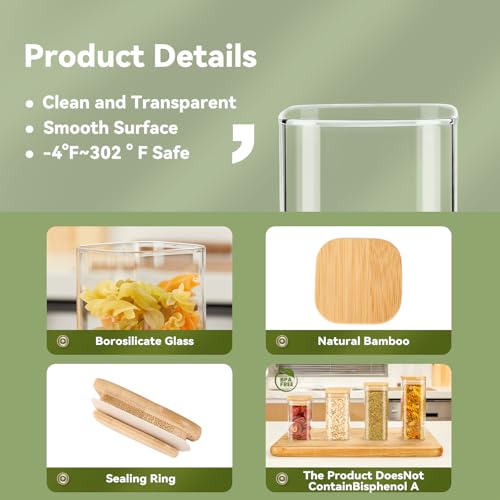 12 Pcs Glass Spice Jars with Bamboo Airtight Lids, 6 oz Spice Containers Q6585