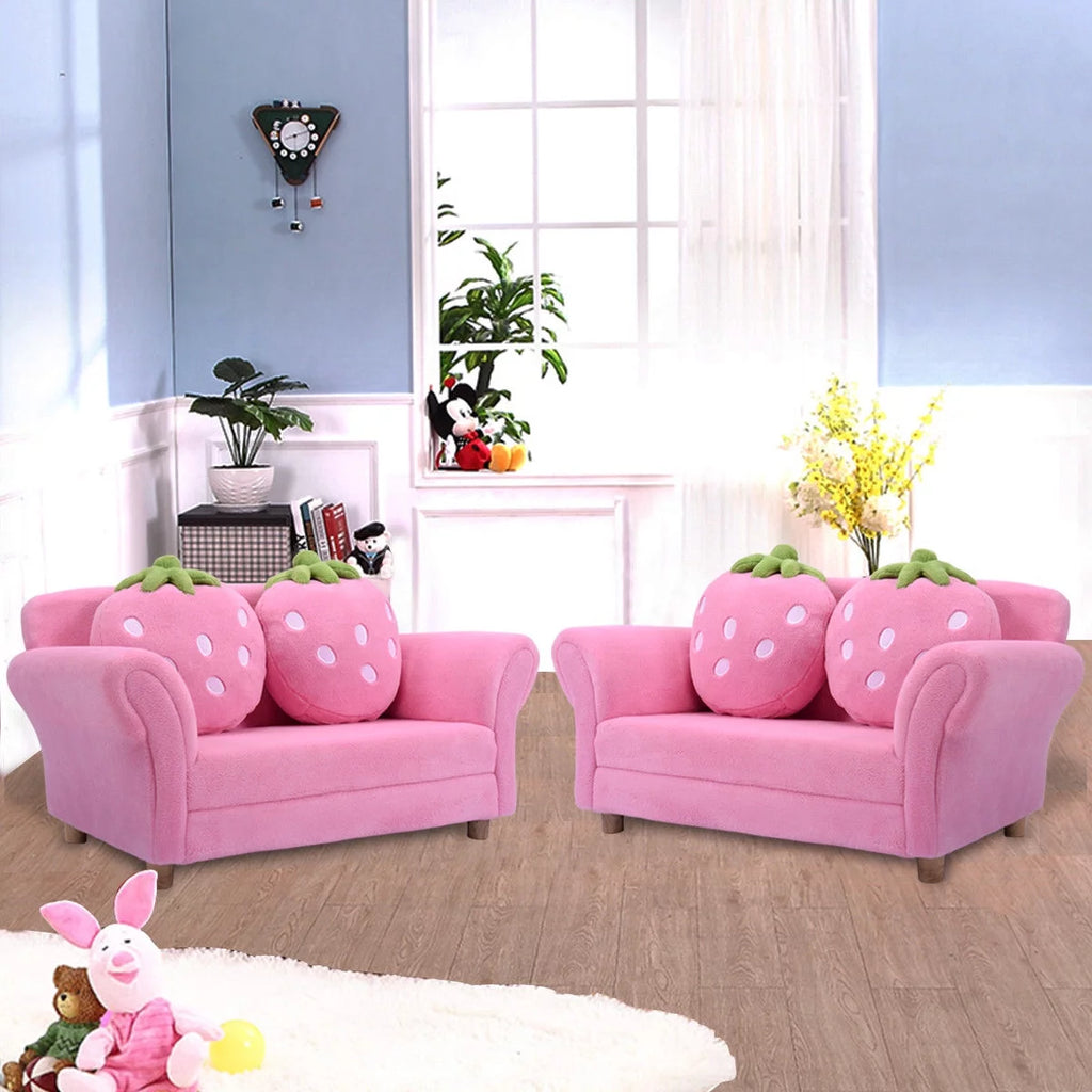 Kids Sofa Armrest Chair with 2 Pillow Pink G69684