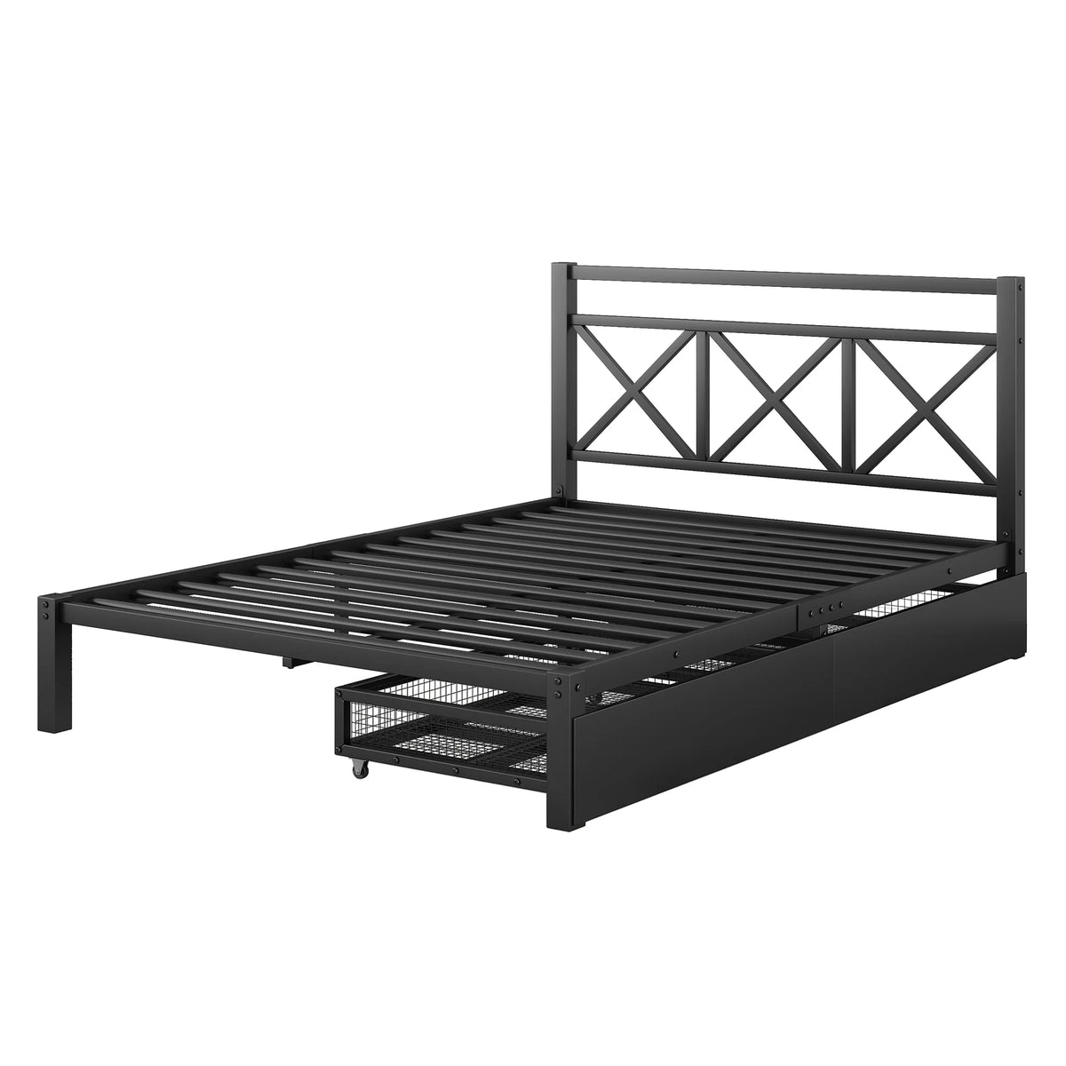 Metal Twin Size Platform Bed with Two Drawers K65478