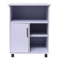 White Wooden Printer Stand with Door Storage and Wheels N707