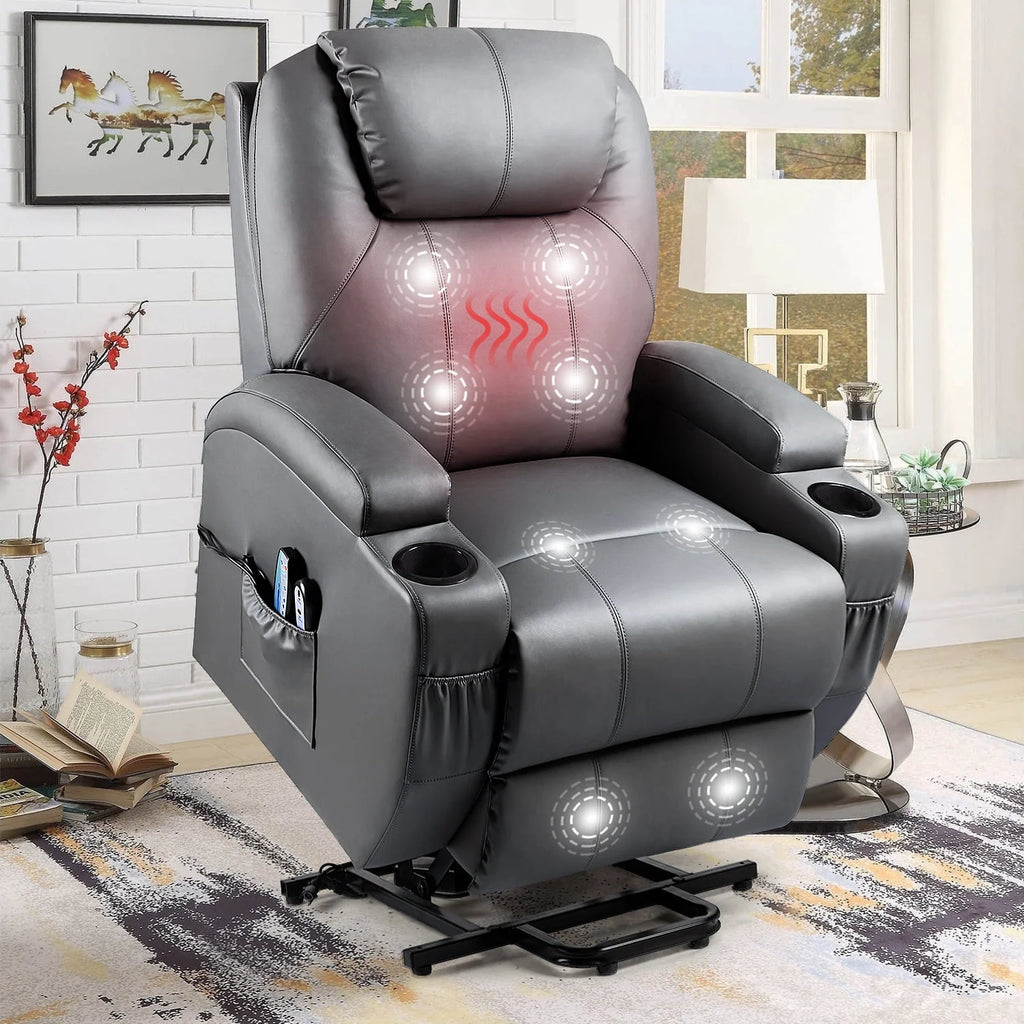 Black Faux Leather Power Lift Recliner N330