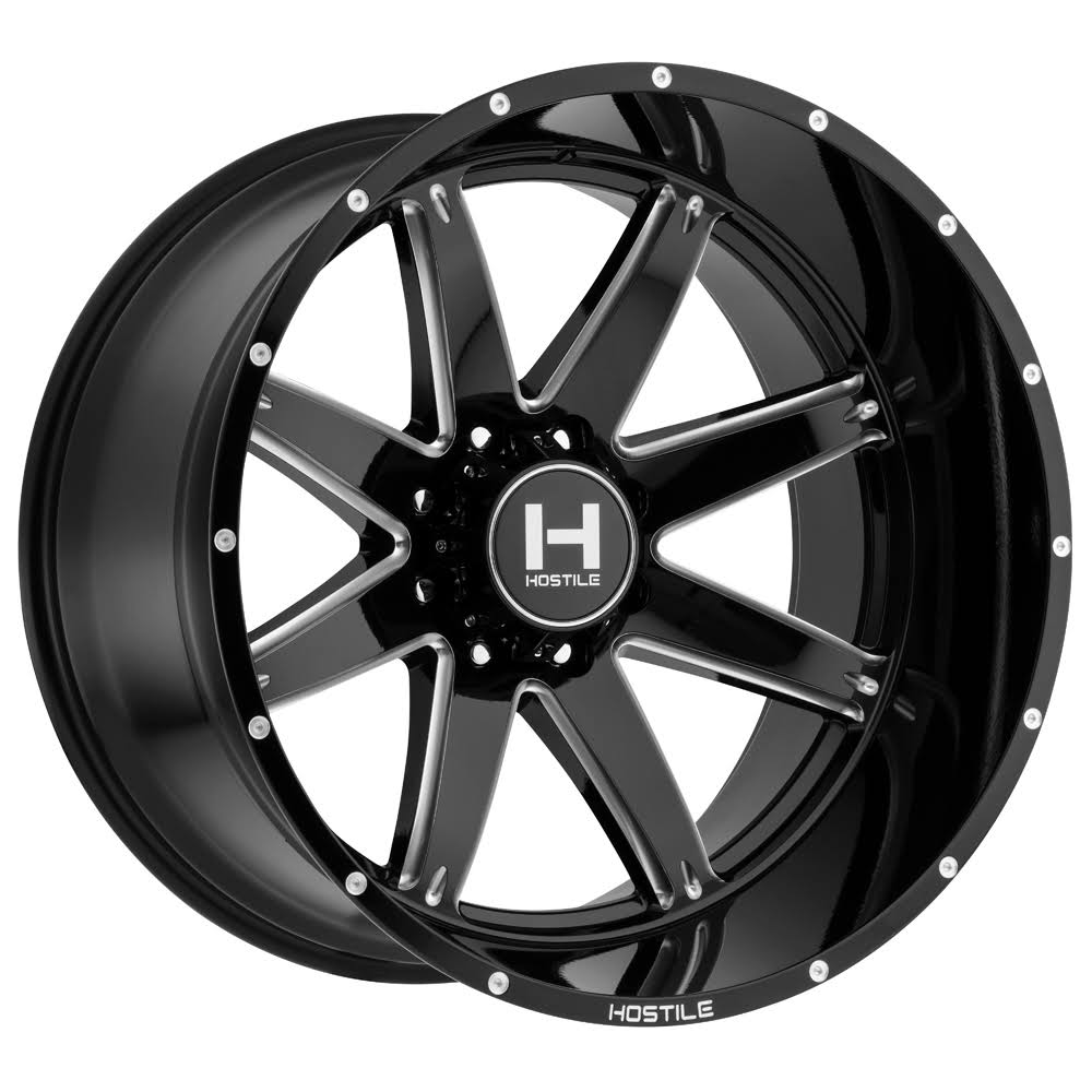 22x12 8x180 -44mm Black/Milled Wheel Rim V31848