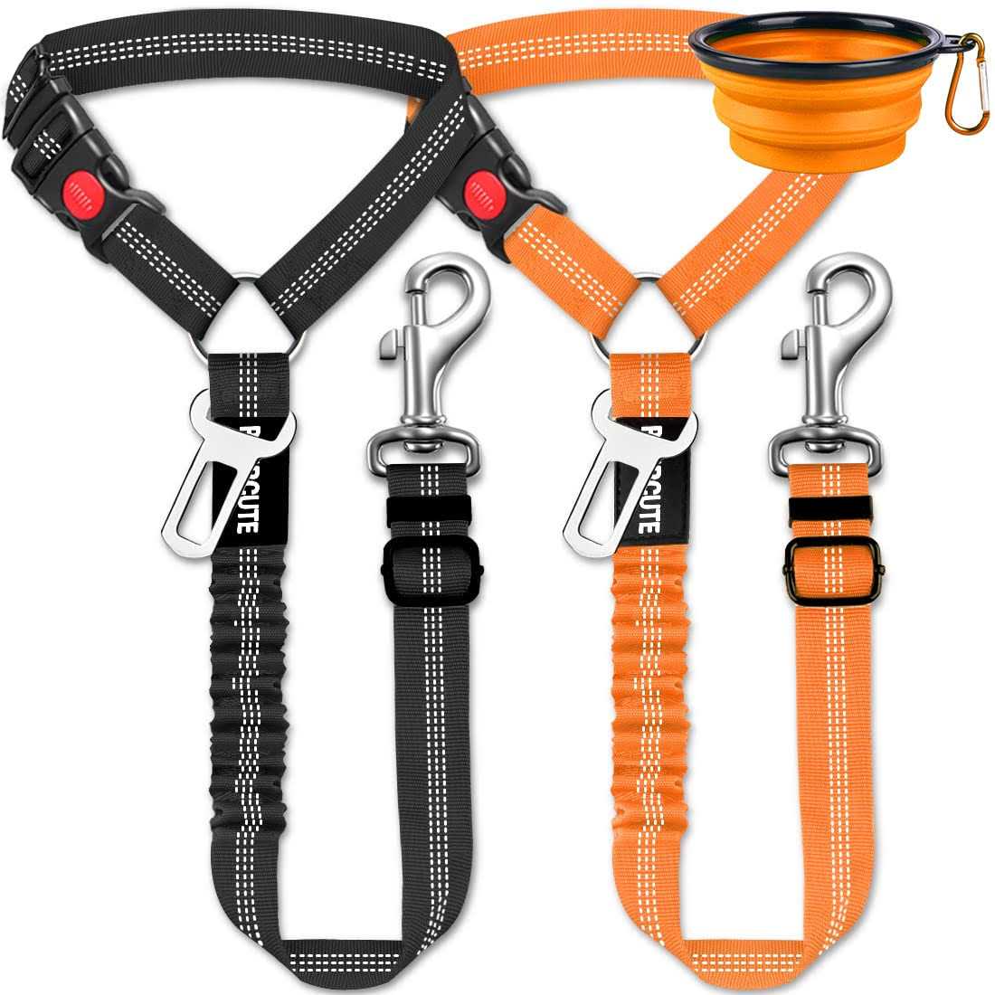 3 Piece Set Dog Car Seat Belt Headrest Restraint Adjustable with Elastic Bungee Buffer S562958