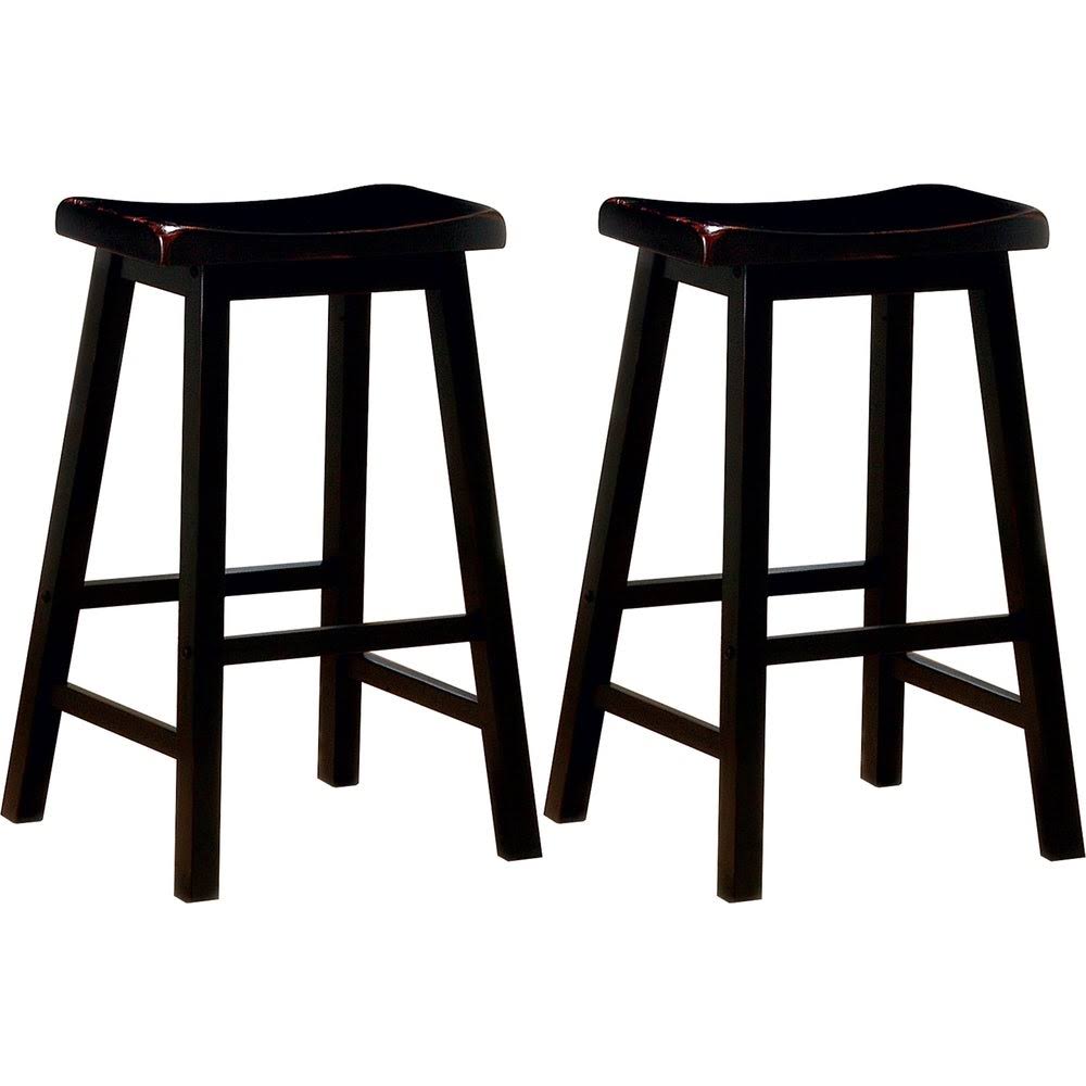 Black Cherry Saddle Design Bar Stools, Set of 2 P57748