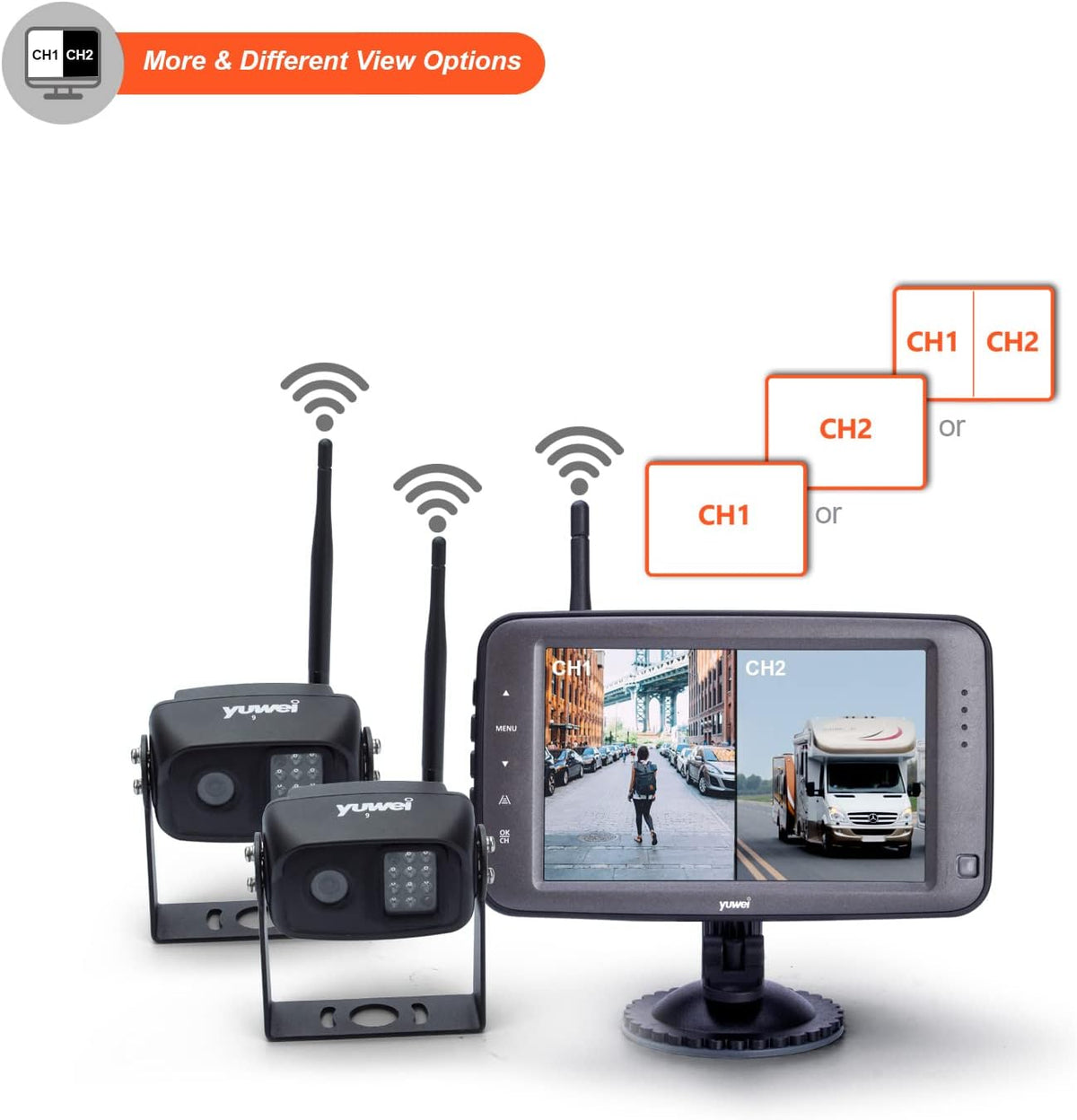 Wireless Backup Camera with 5 inch Split Screen, Ip69k Waterproof, Night Vision S188