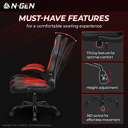 Black Ergonomic PU Leather Computer Chair with Lumbar Support O6374