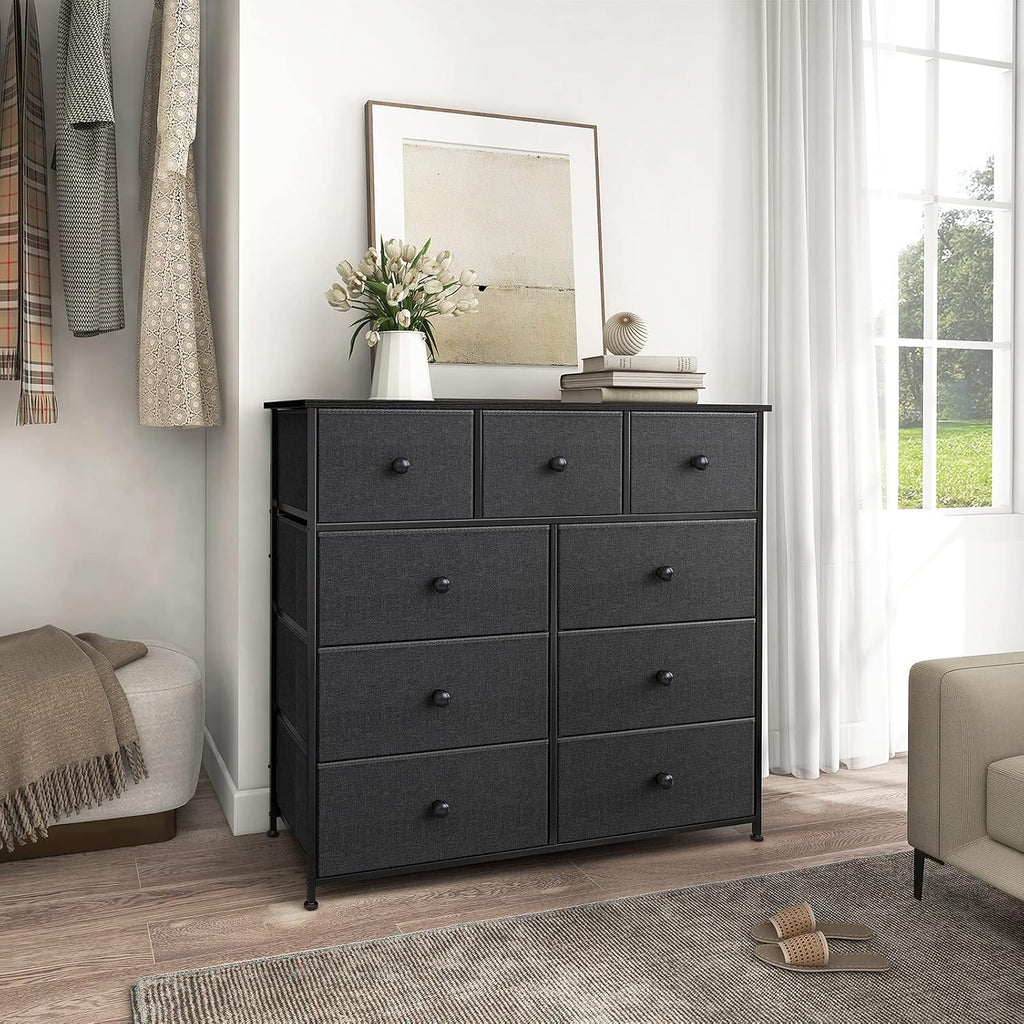 Black Grey 9 Drawer Dresser M124