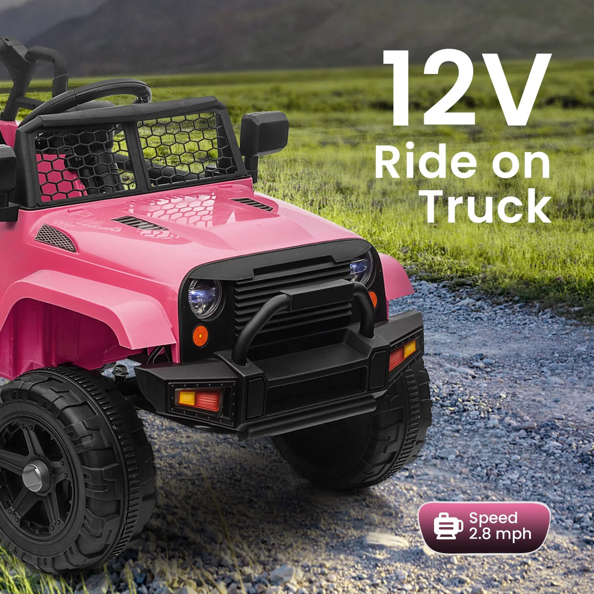 12V Pink Kids Ride on Truck with Remote Control C899