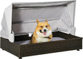 Elevated Rattan Pet Sofa with Waterproof Cushion V494137