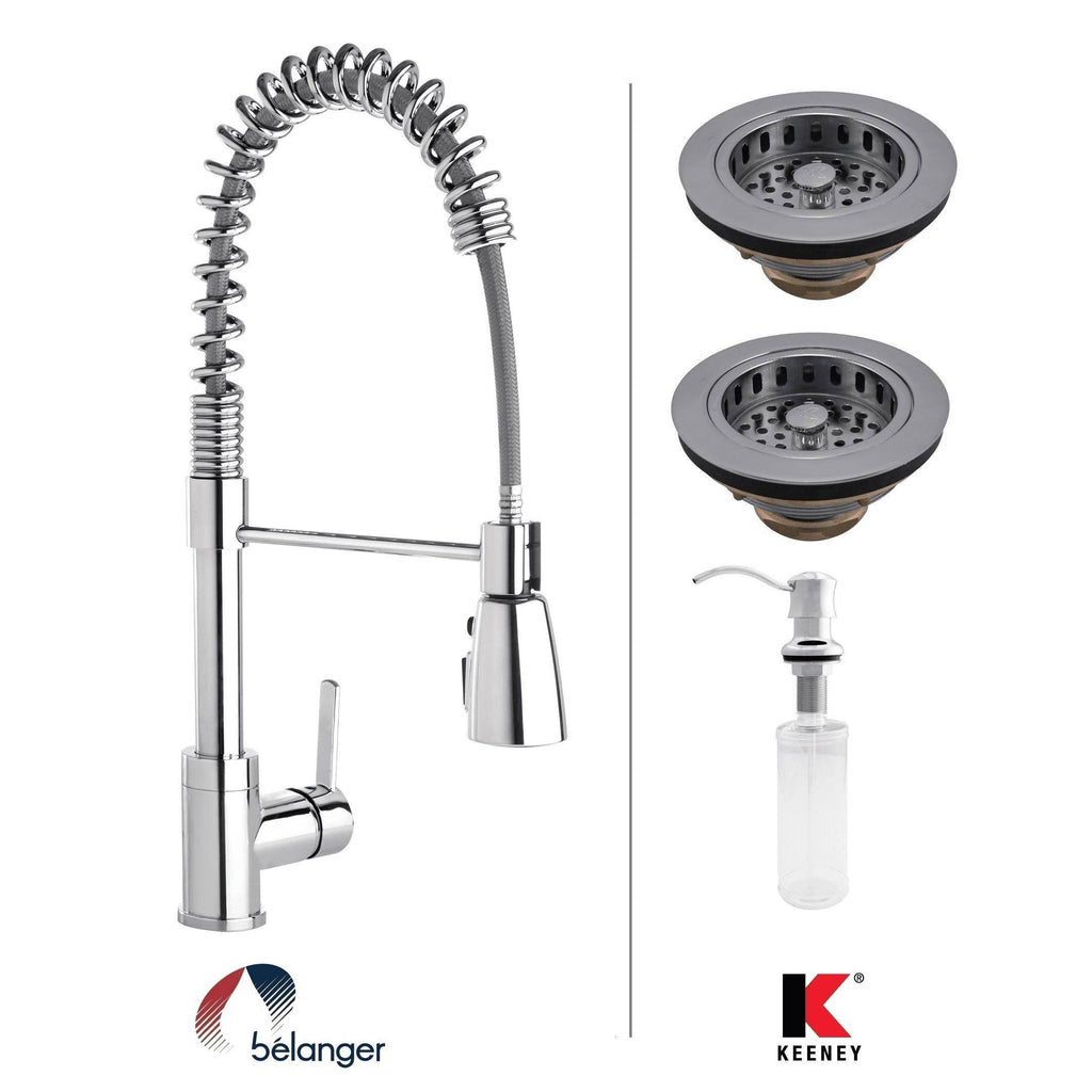 Chrome Double Strainer Kitchen Kit with Commercial Style Faucet D47577