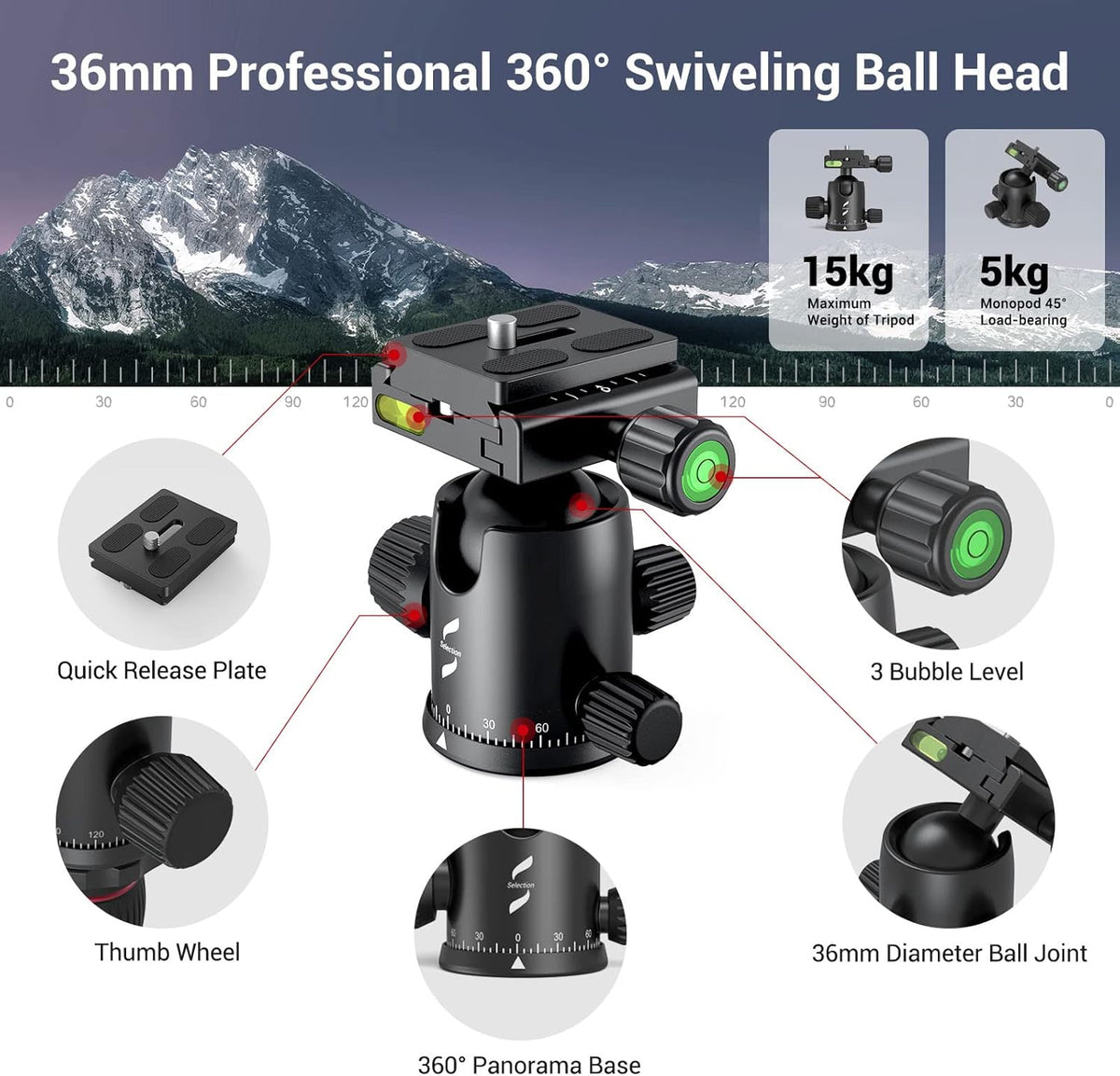 Foldable Aluminum Camera Tripod and Monopod H15414