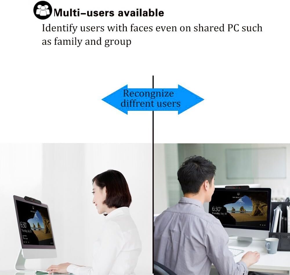 Face Recognition USB IR Camera RGB 1080P Webcam with Dual Microphone Pack of 2 T436