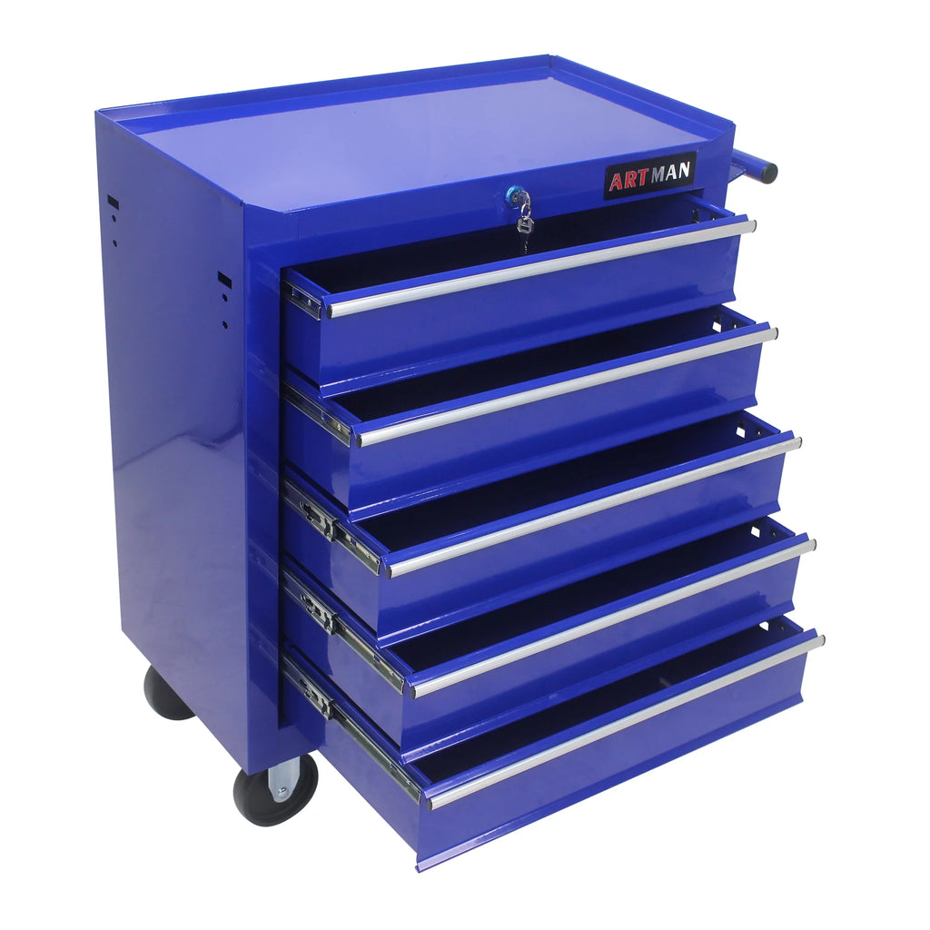 Blue 5 Drawers Rolling Tool Chest Cabinet with Wheels U731