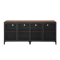 4 Door Metal Mesh TV Stand Dark Walnut S4941