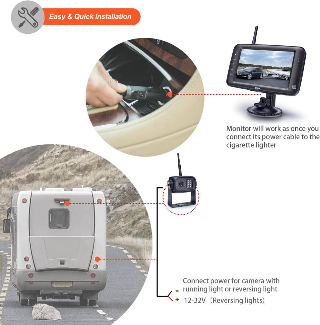 Wireless Backup Camera with 5 inch Split Screen, Ip69k Waterproof, Night Vision S188