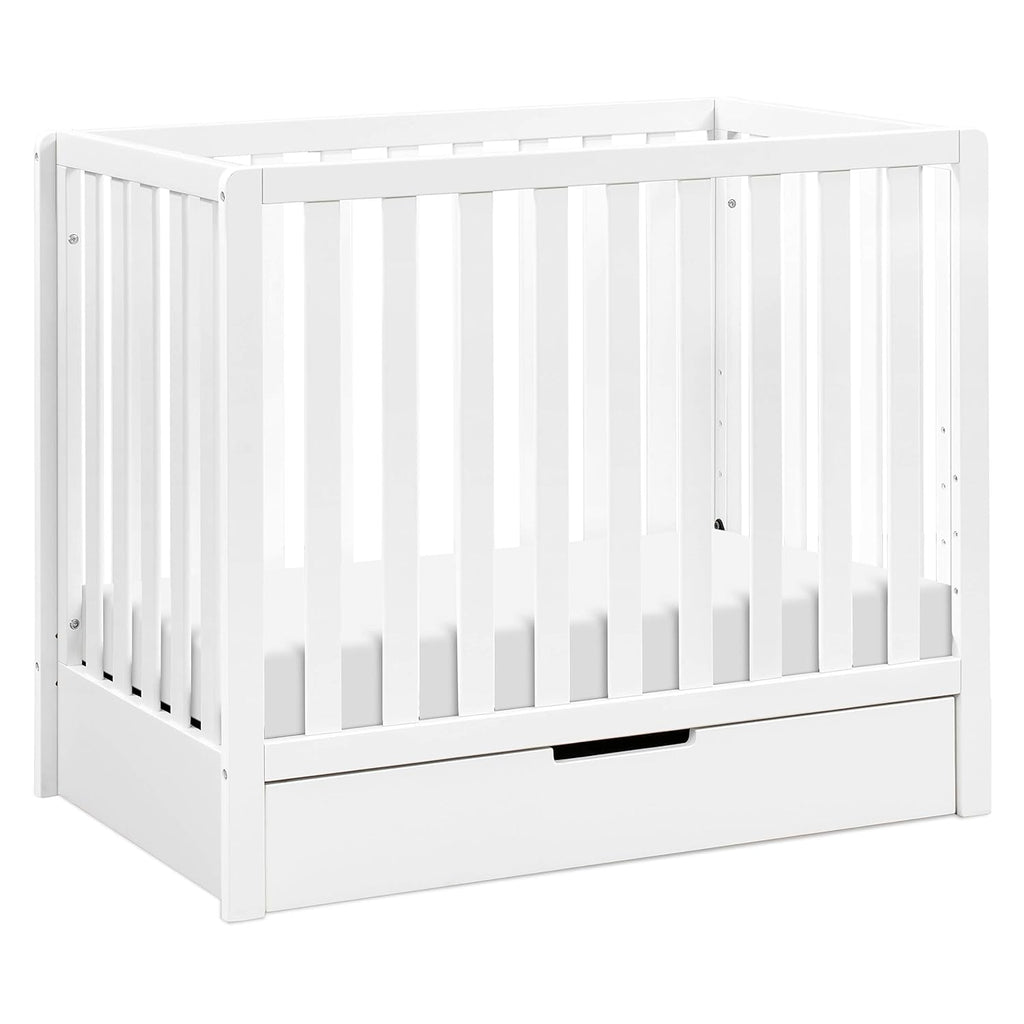 White 4-in-1 Convertible Mini Crib with Trundle Drawer D6562
