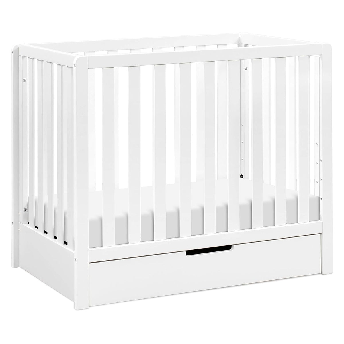 White 4-in-1 Convertible Mini Crib with Trundle Drawer D6562